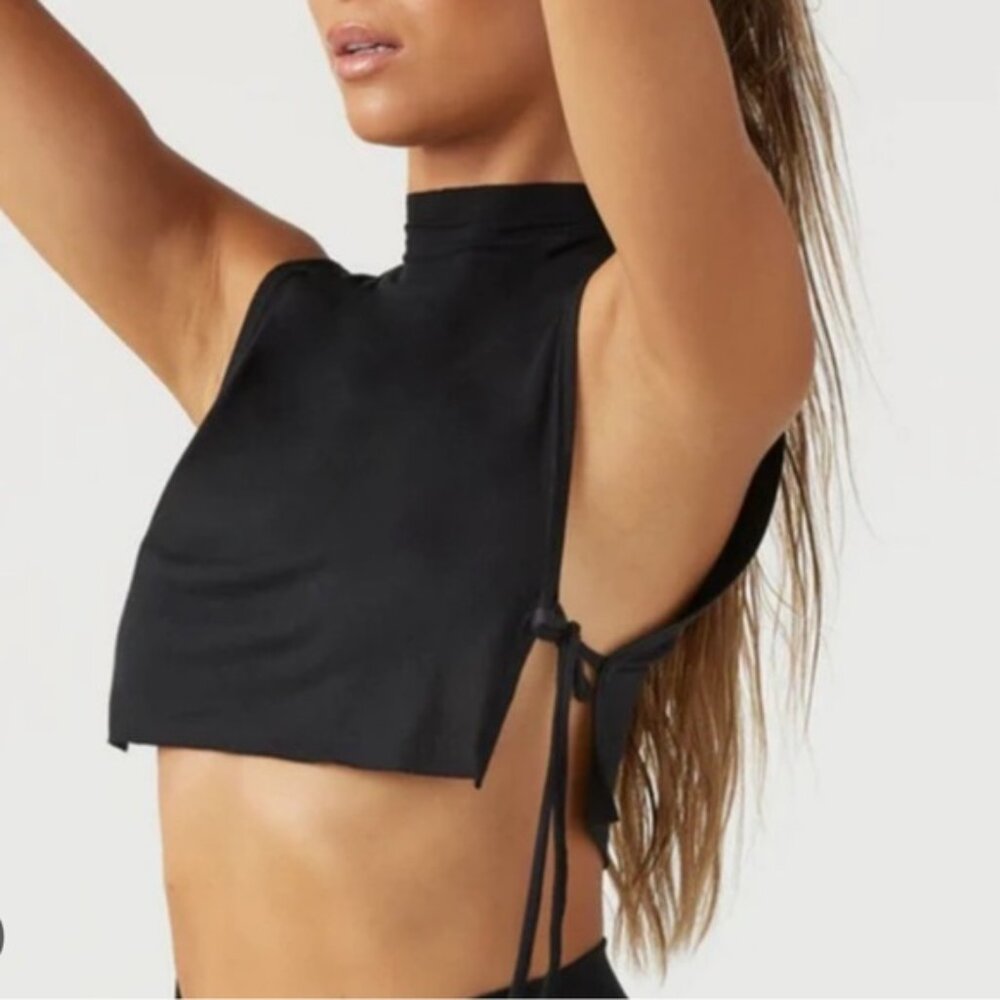 JOAH BROWN Mock Neck Tie Tank (black, S/M)
